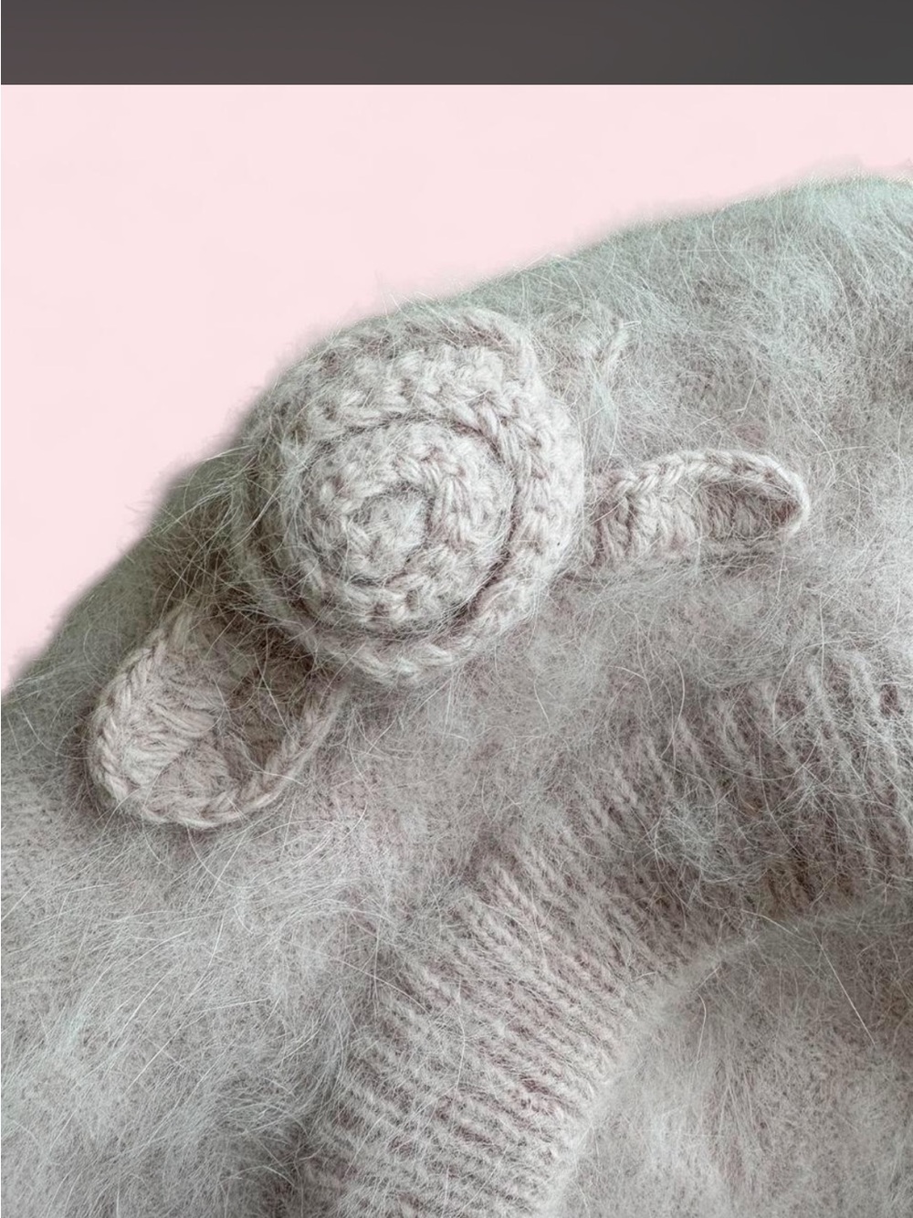 Soft Fuzzy Knit Beret in Light Gray